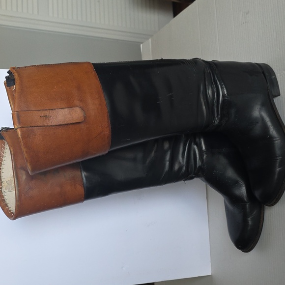 Two-Tone Leather Riding Boots - Picture 3 of 16